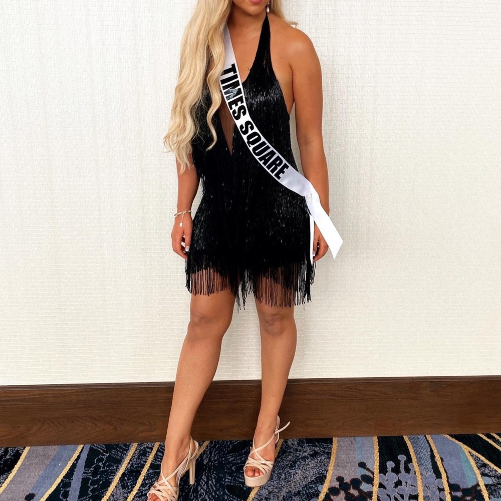 Custom Black Jovani Fringe Dress!